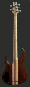 5-string neck-thru bass, Flame Maple top - back