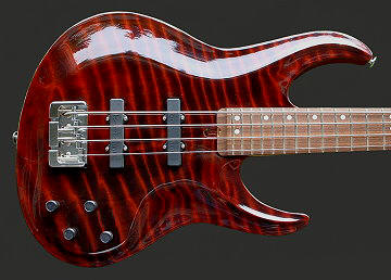 4-string bolt-on bass, Curly Redwood top